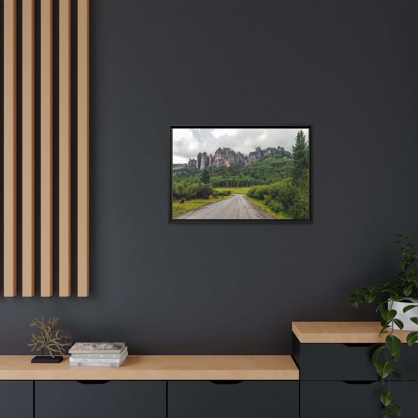 Framed Canvas Print - Majestic Rock Formations of Cimarron, Colorado