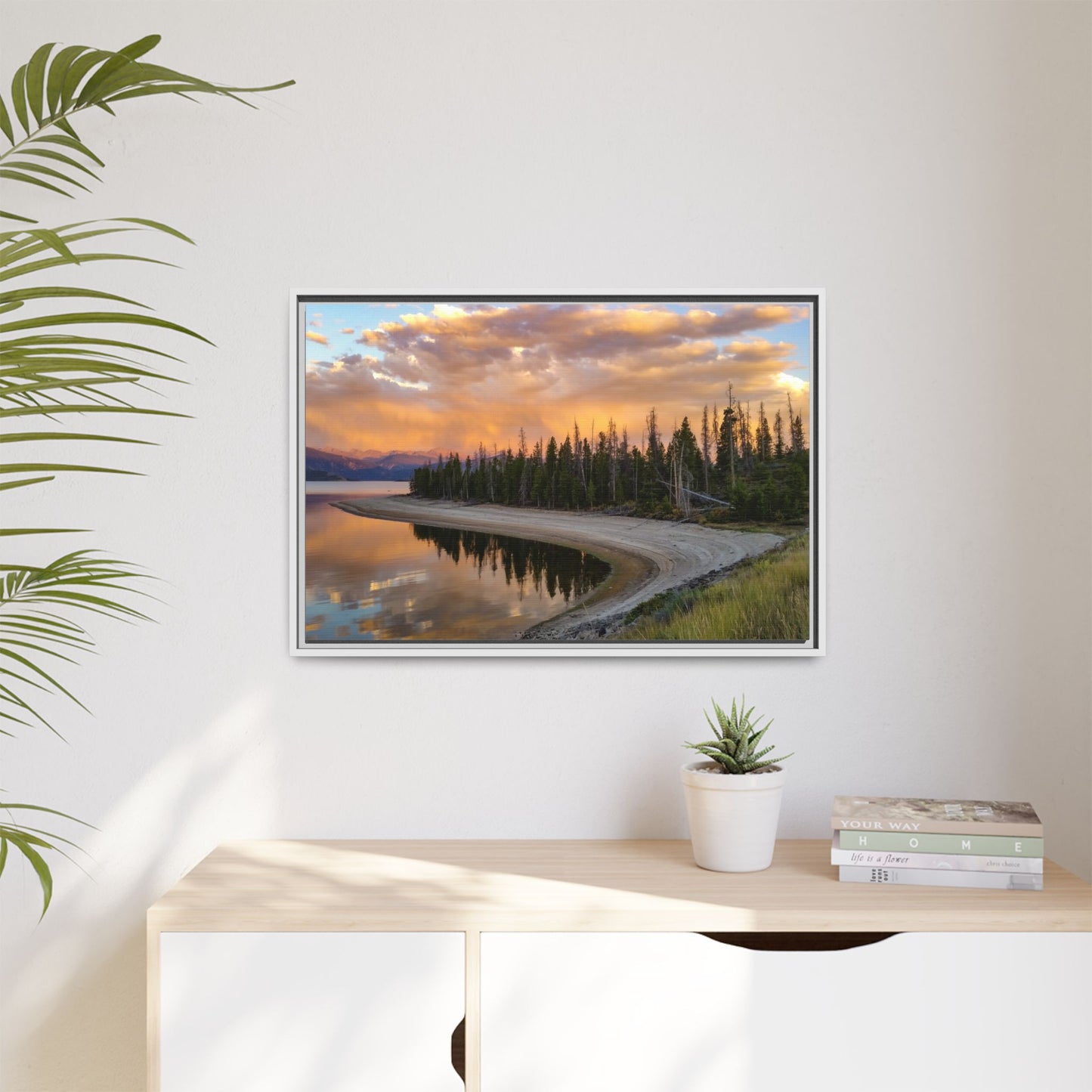 Framed Canvas Print - Sunset Reflection at Lake Granby
