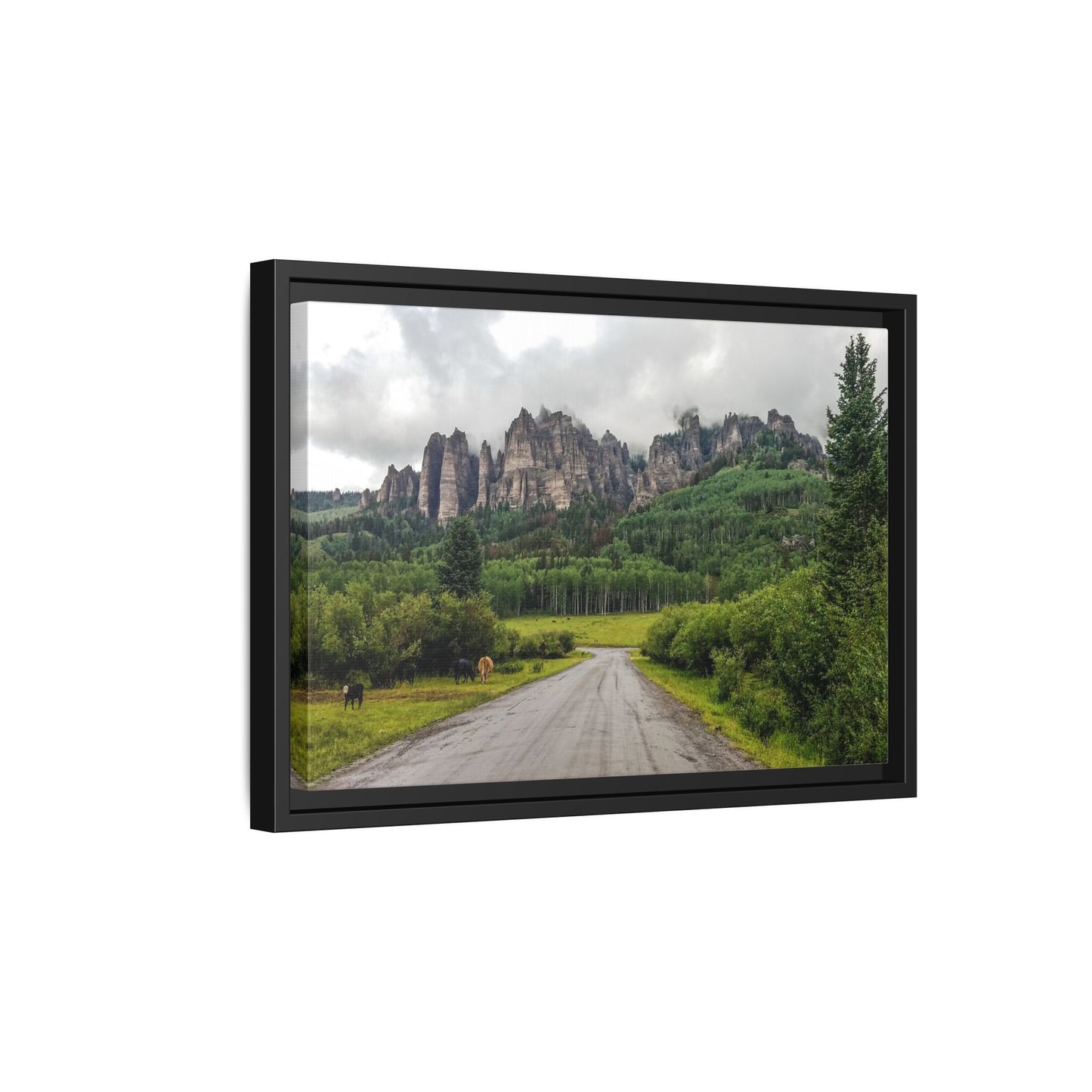 Framed Canvas Print - Majestic Rock Formations of Cimarron, Colorado