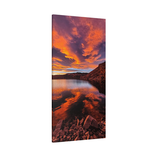 Wrapped Canvas Print - Colorful Sunset Reflection at Horsetooth Reservoir - Tall