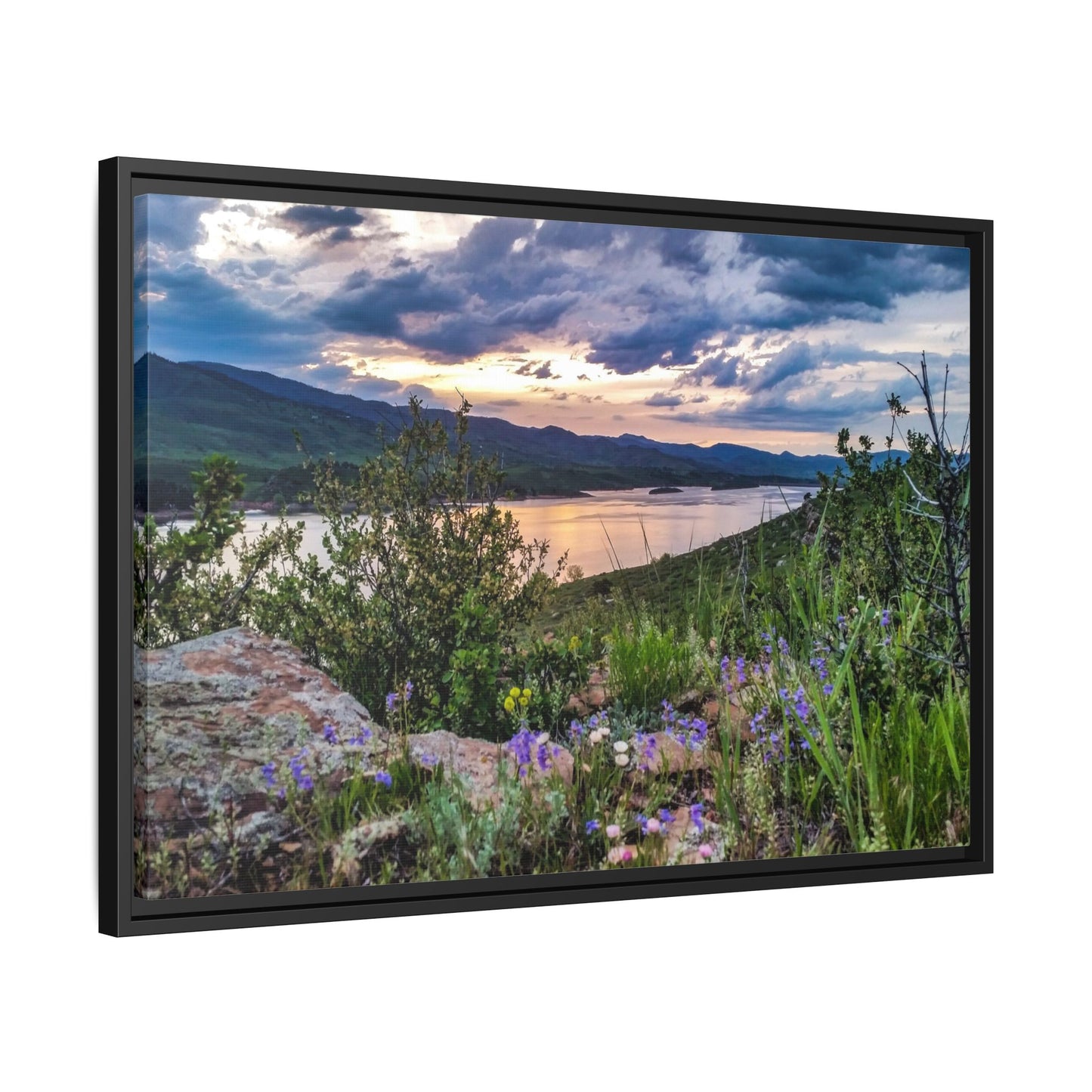 Framed Canvas Print - Spring Sunset Reflection