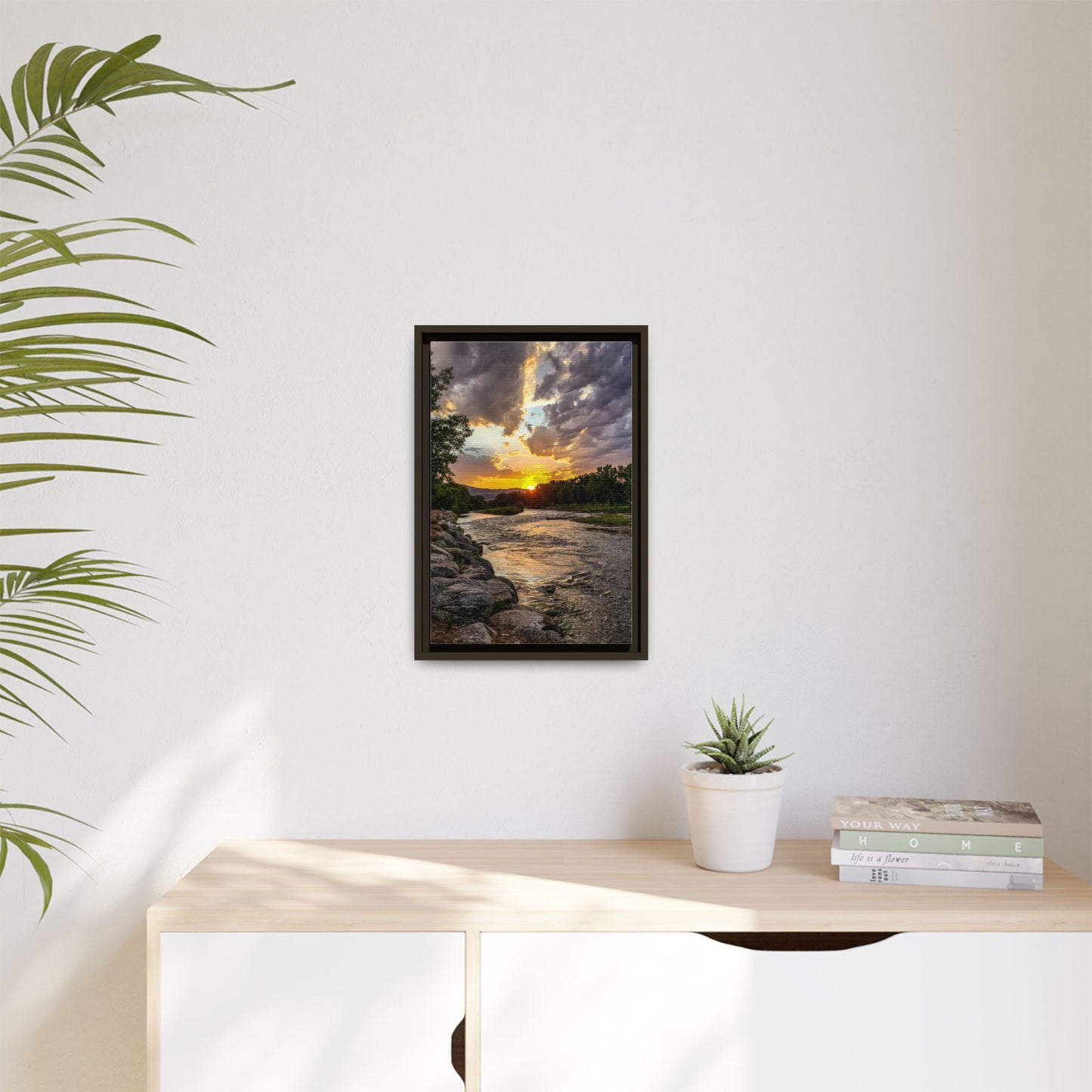 Framed Canvas Print - Sunset Stroll along Arkansas River in Canon City
