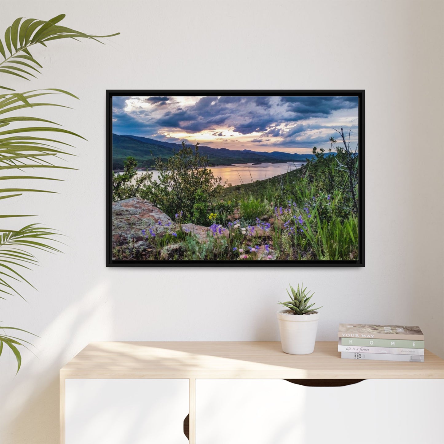 Framed Canvas Print - Spring Sunset Reflection