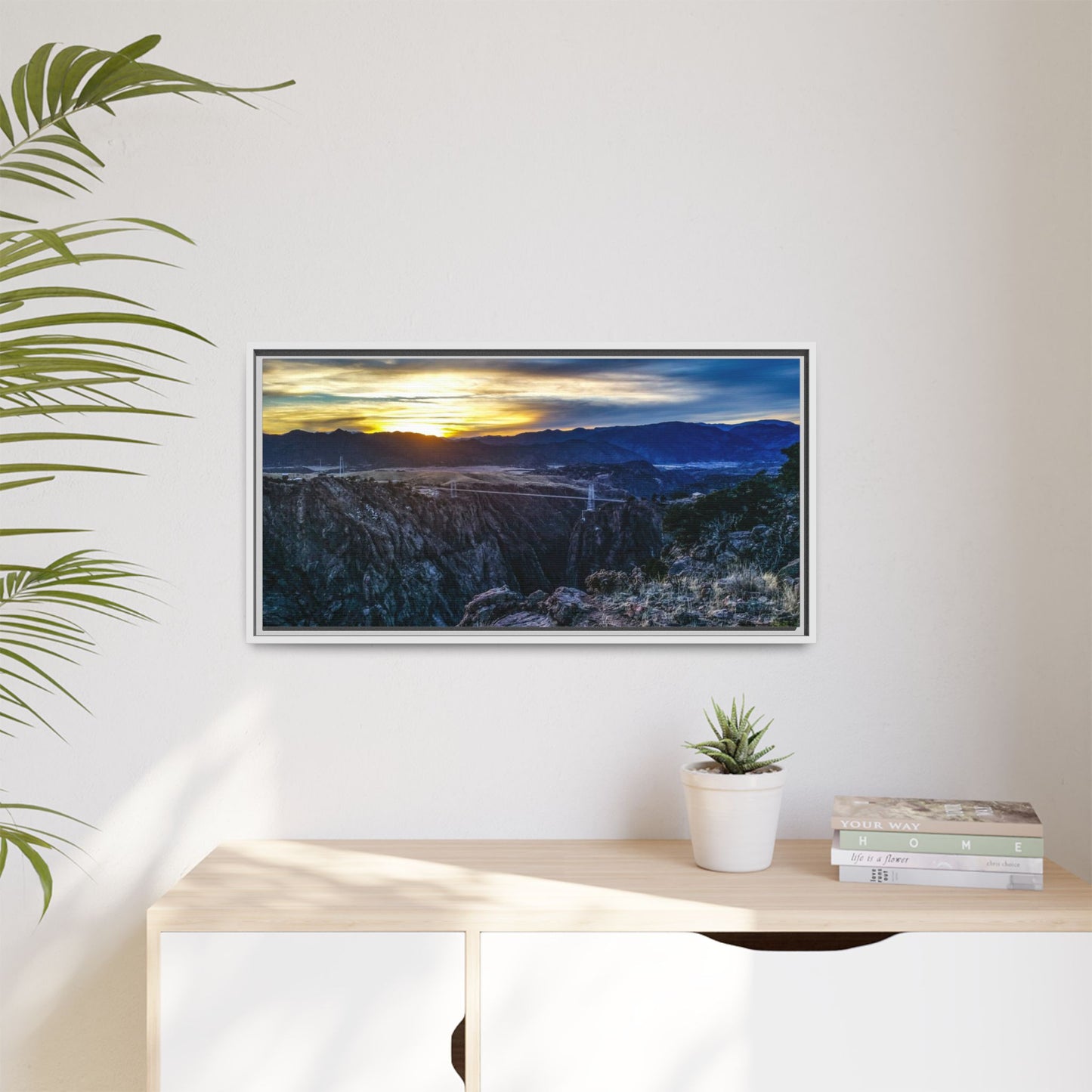 Framed Canvas Print - Peaceful sunset at the Royal Gorge Bridge