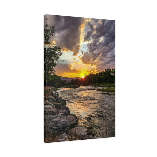 Wrapped Canvas Print - Sunset Stroll along Arkansas River in Canon City, Colorado