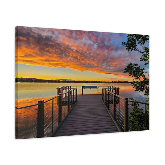 Wrapped Canvas Print - Sunset from the Dock at Fossil Creek Reservoir