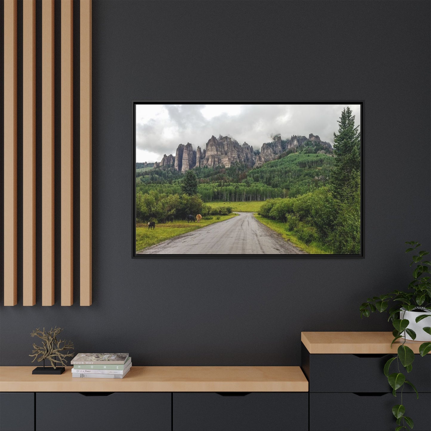 Framed Canvas Print - Majestic Rock Formations of Cimarron, Colorado