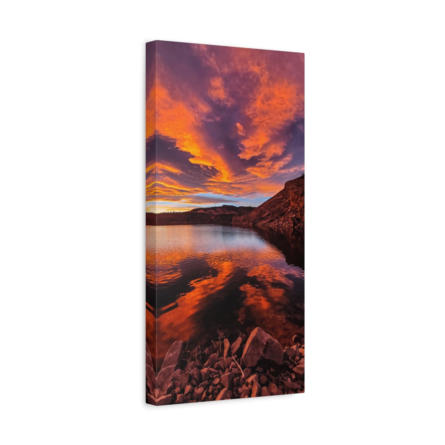 Wrapped Canvas Print - Colorful Sunset Reflection at Horsetooth Reservoir - Tall