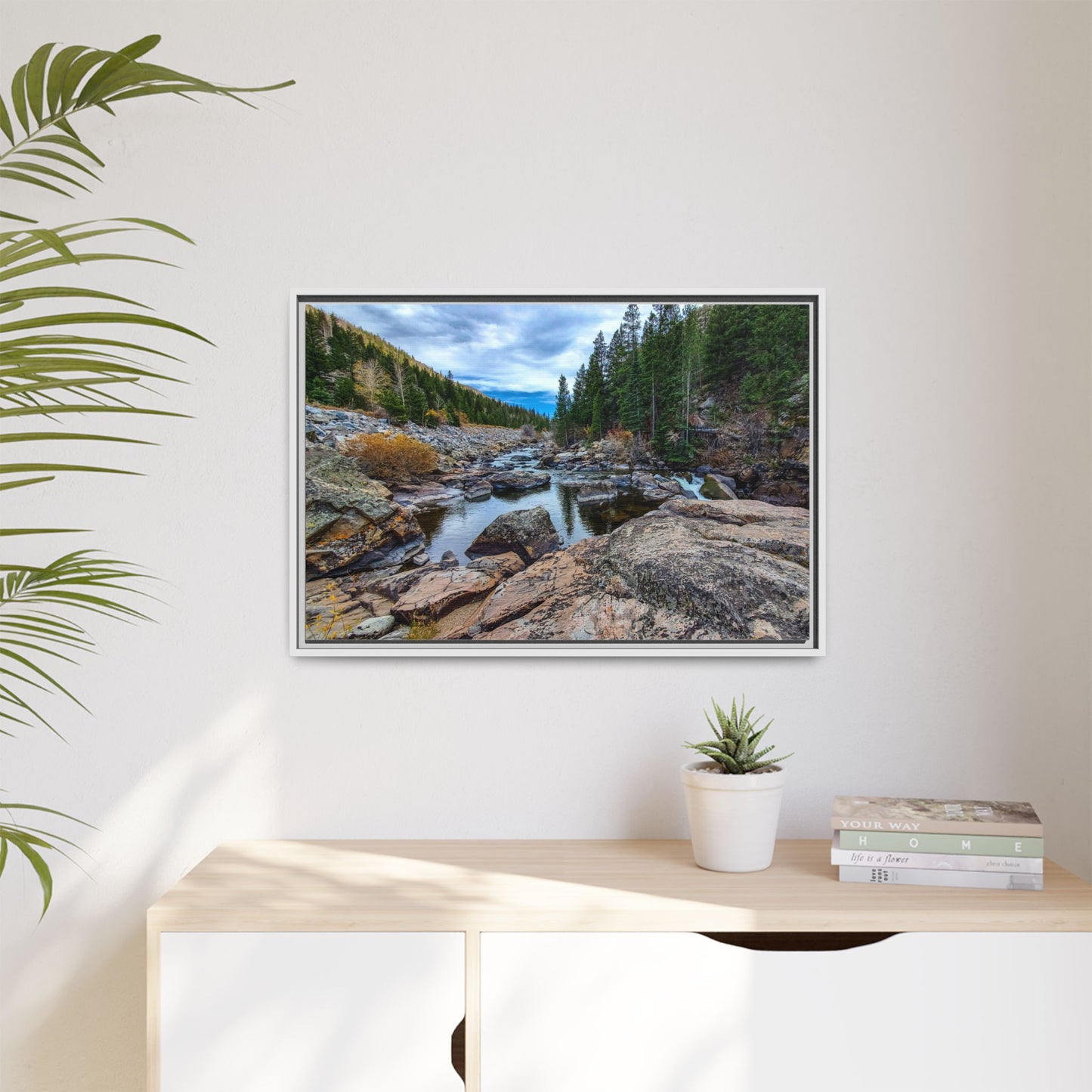 Framed Canvas Print - Serenity of Poudre River in Colorado