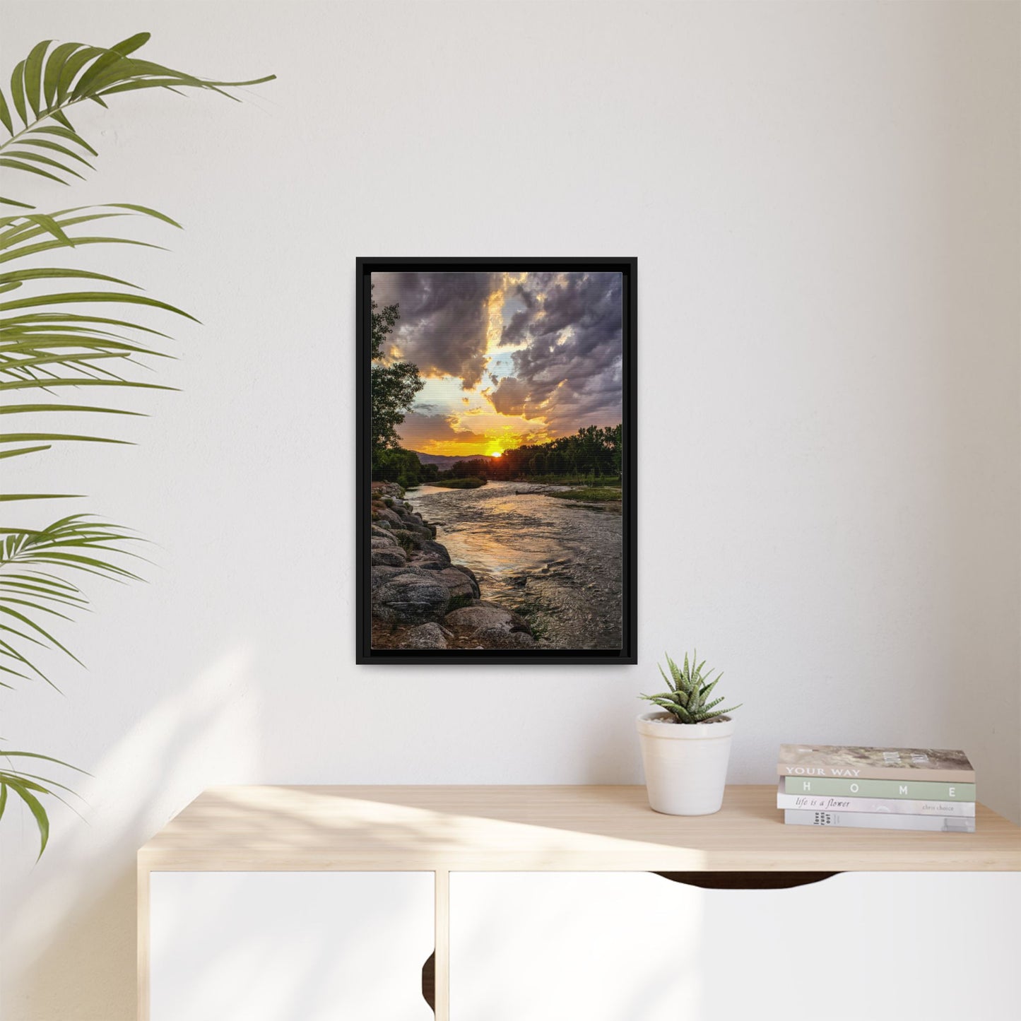 Framed Canvas Print - Sunset Stroll along Arkansas River in Canon City