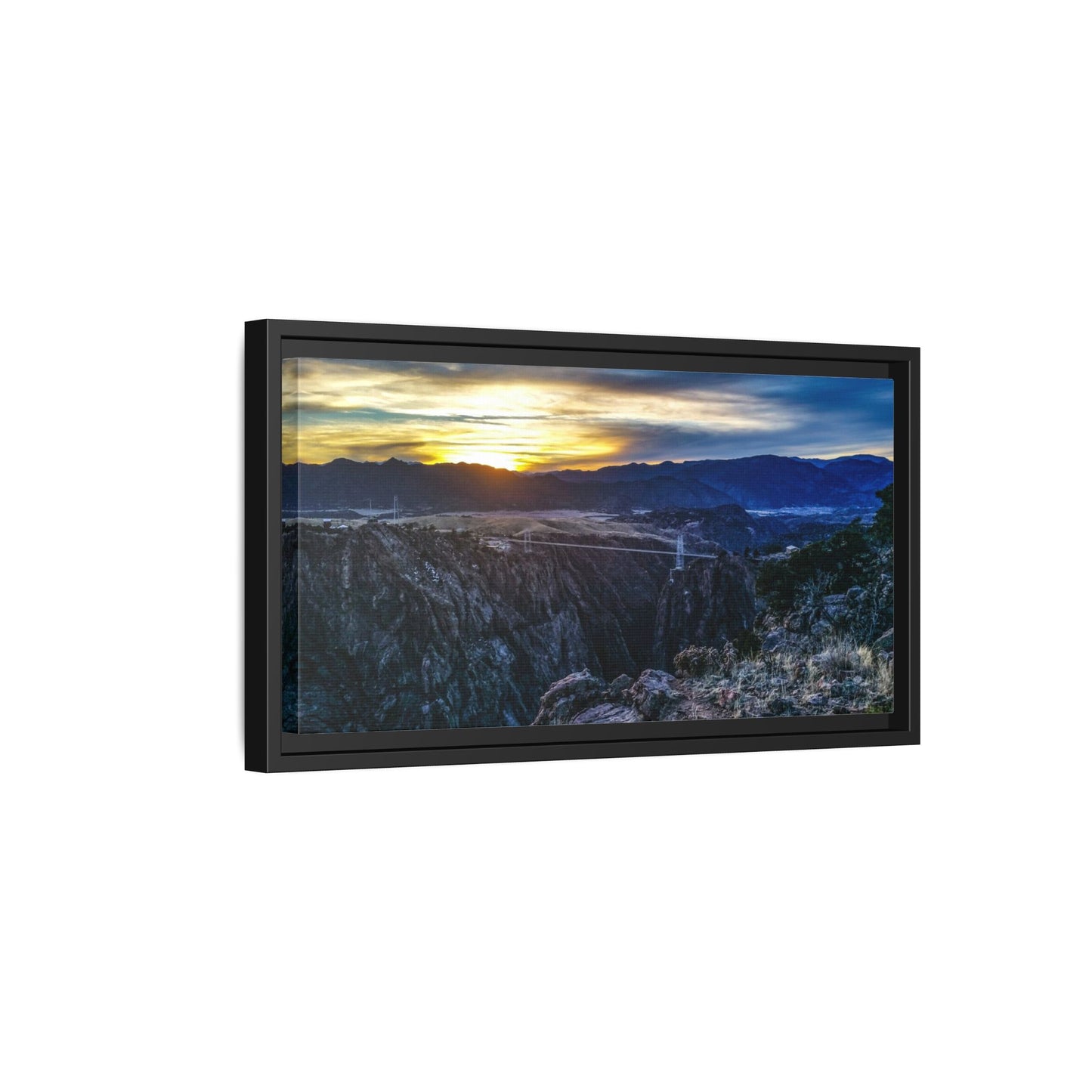 Framed Canvas Print - Peaceful sunset at the Royal Gorge Bridge