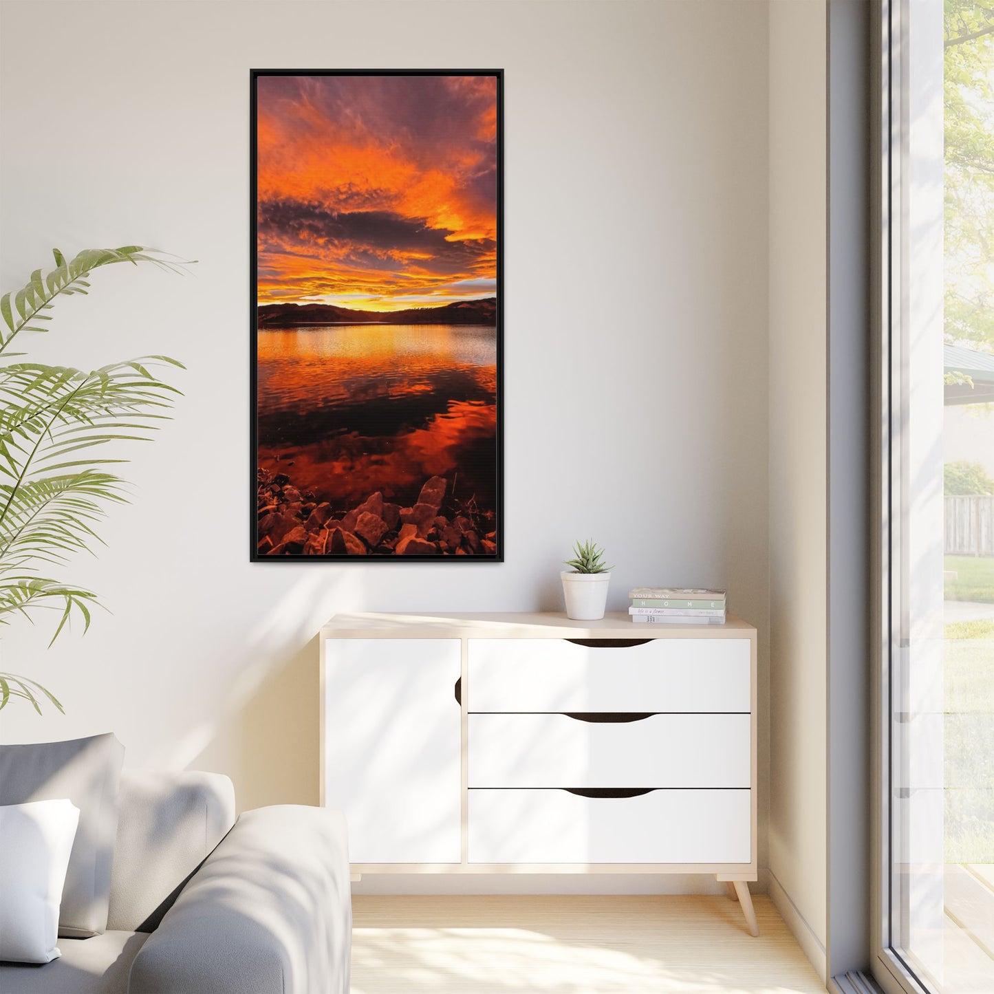 Framed Canvas Print - Sunset Reflection at Horsetooth Reservoir