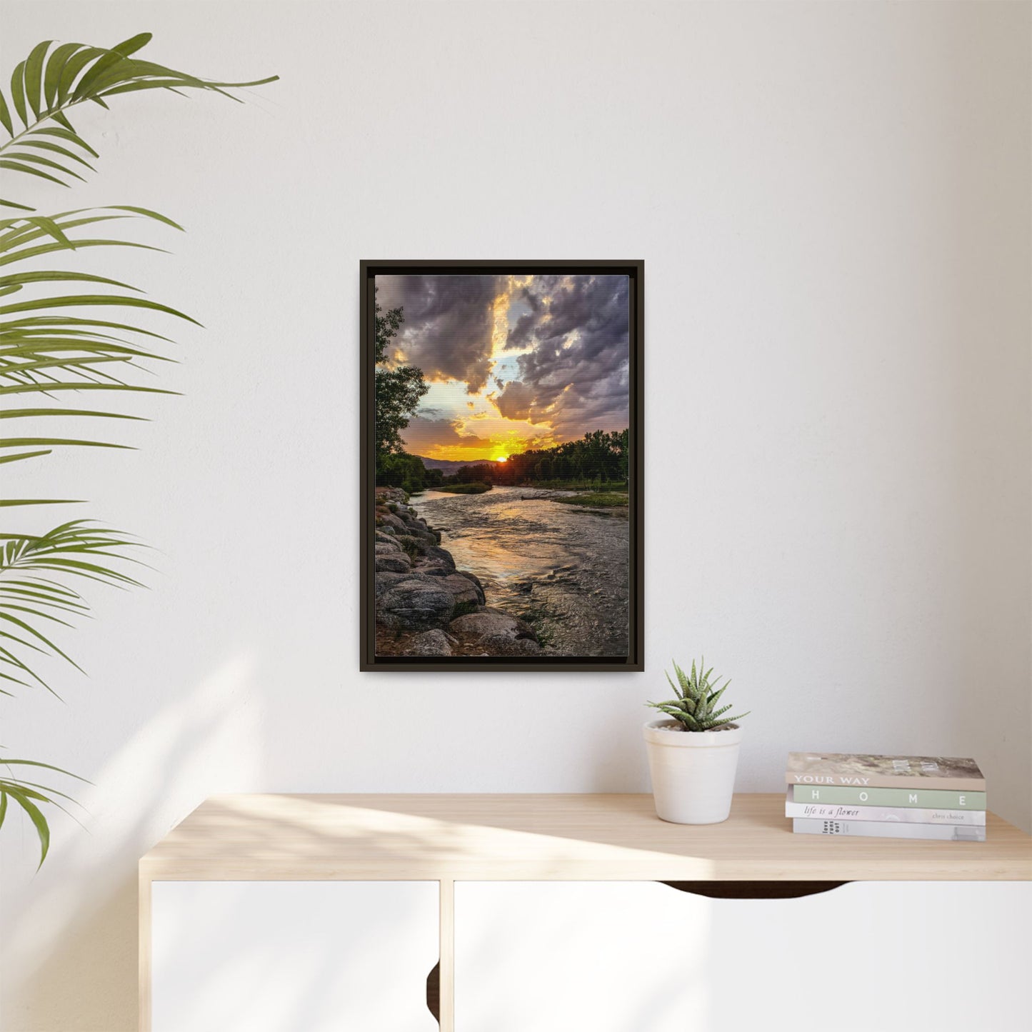 Framed Canvas Print - Sunset Stroll along Arkansas River in Canon City