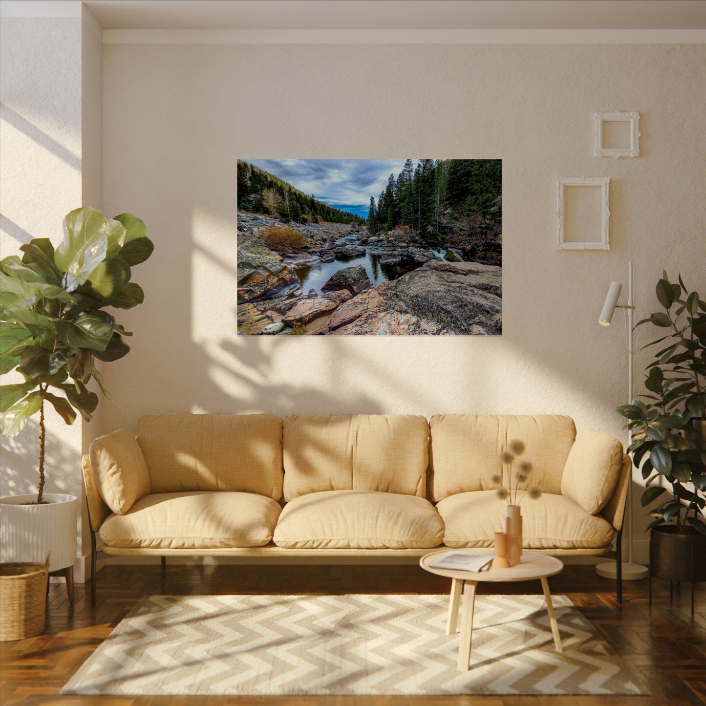Textured Watercolor Poster - Serenity of the Poudre River in Colorado