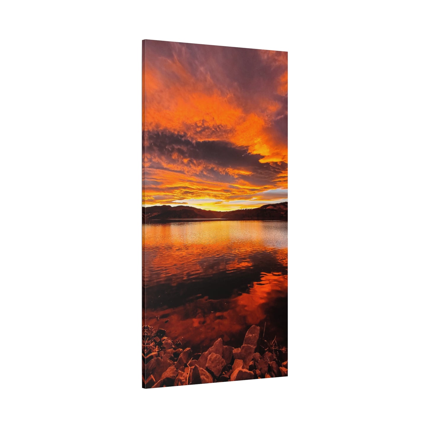 Wrapped Canvas Print - Sunset Reflection at Horsetooth Reservoir - Tall