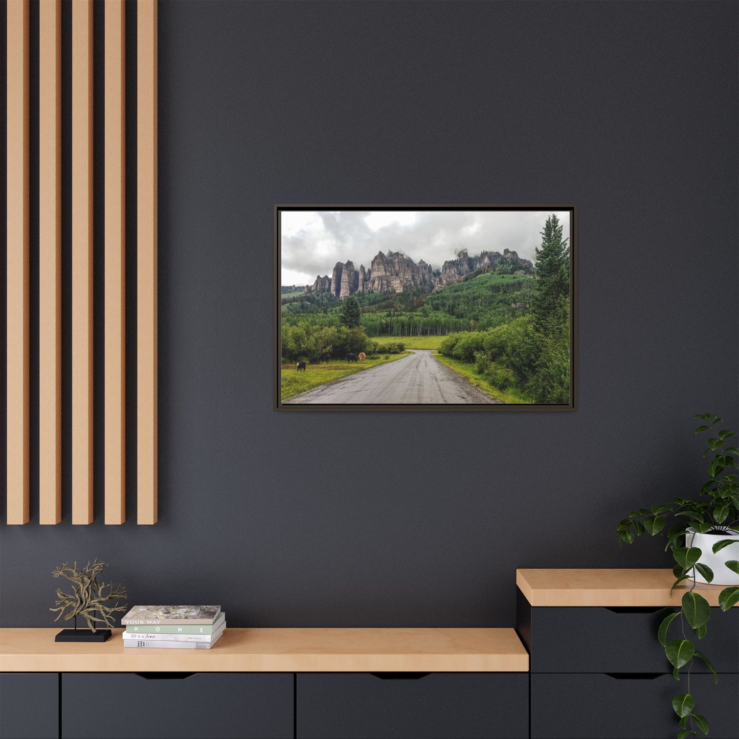 Framed Canvas Print - Majestic Rock Formations of Cimarron, Colorado