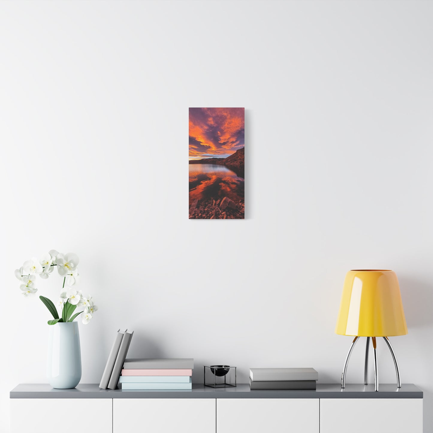 Wrapped Canvas Print - Colorful Sunset Reflection at Horsetooth Reservoir - Tall