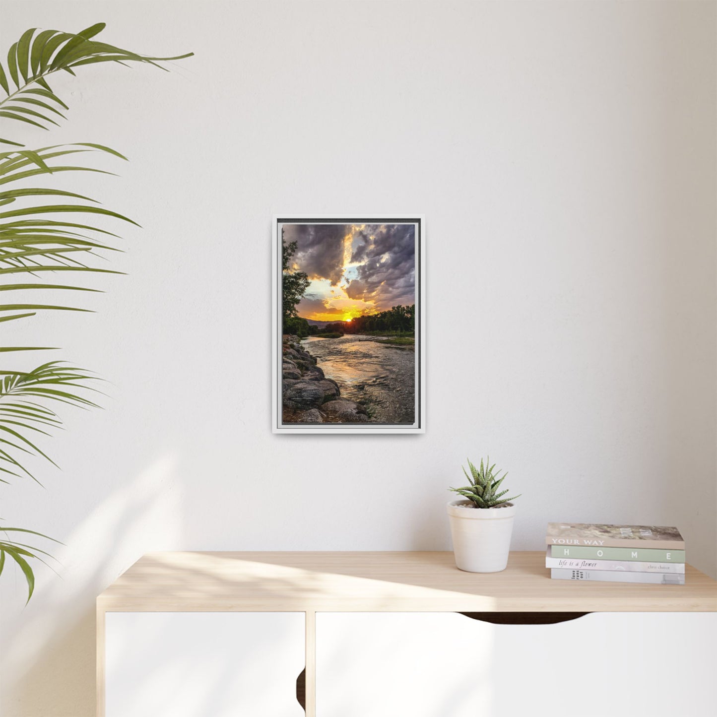 Framed Canvas Print - Sunset Stroll along Arkansas River in Canon City