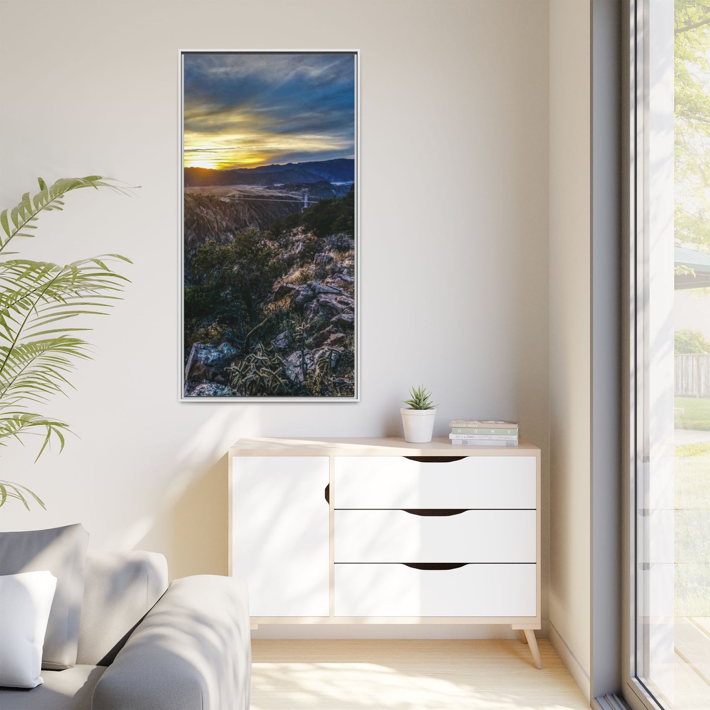 Framed Canvas Print - Royal Gorge Bridge Sunset View