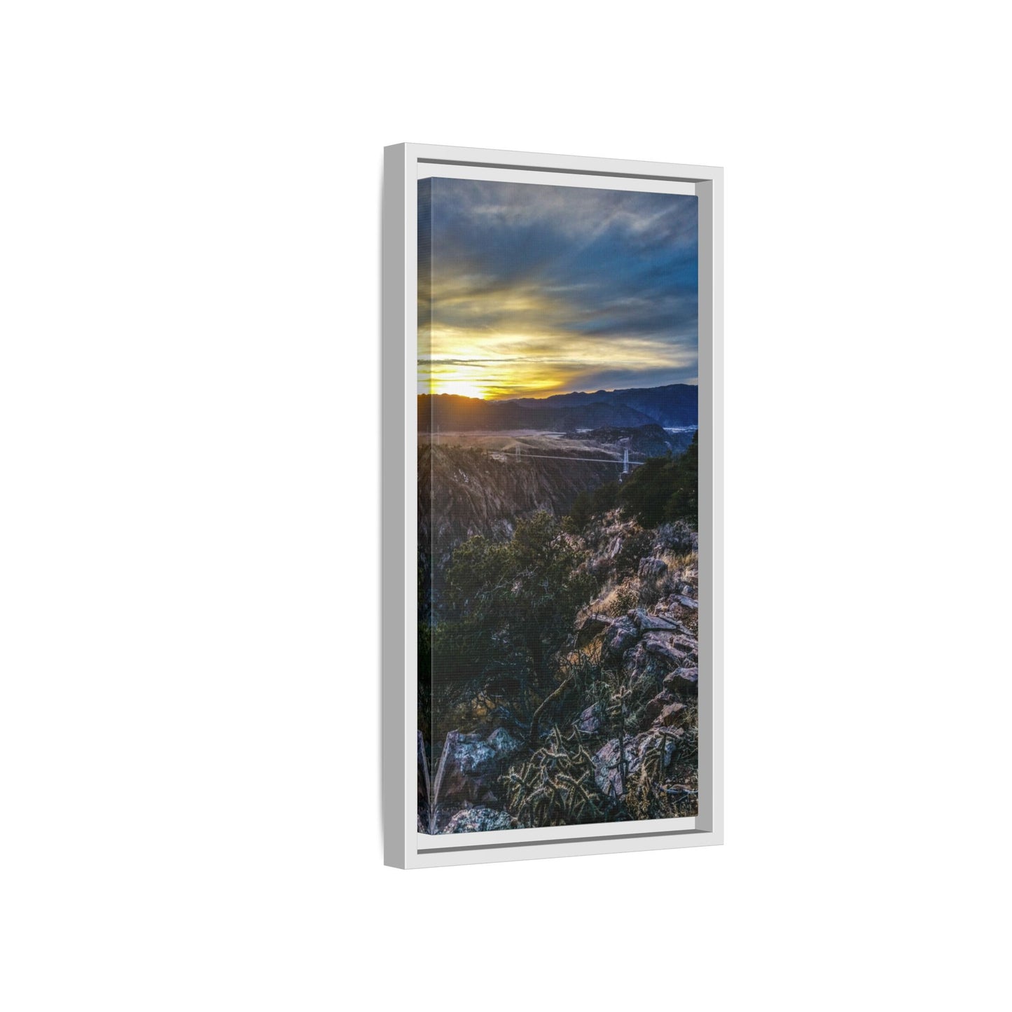 Framed Canvas Print - Royal Gorge Bridge Sunset View