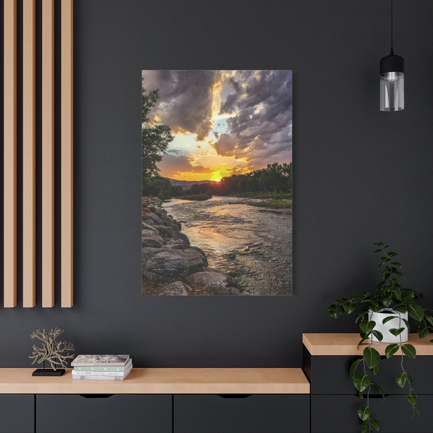 Wrapped Canvas Print - Sunset Stroll along Arkansas River in Canon City, Colorado