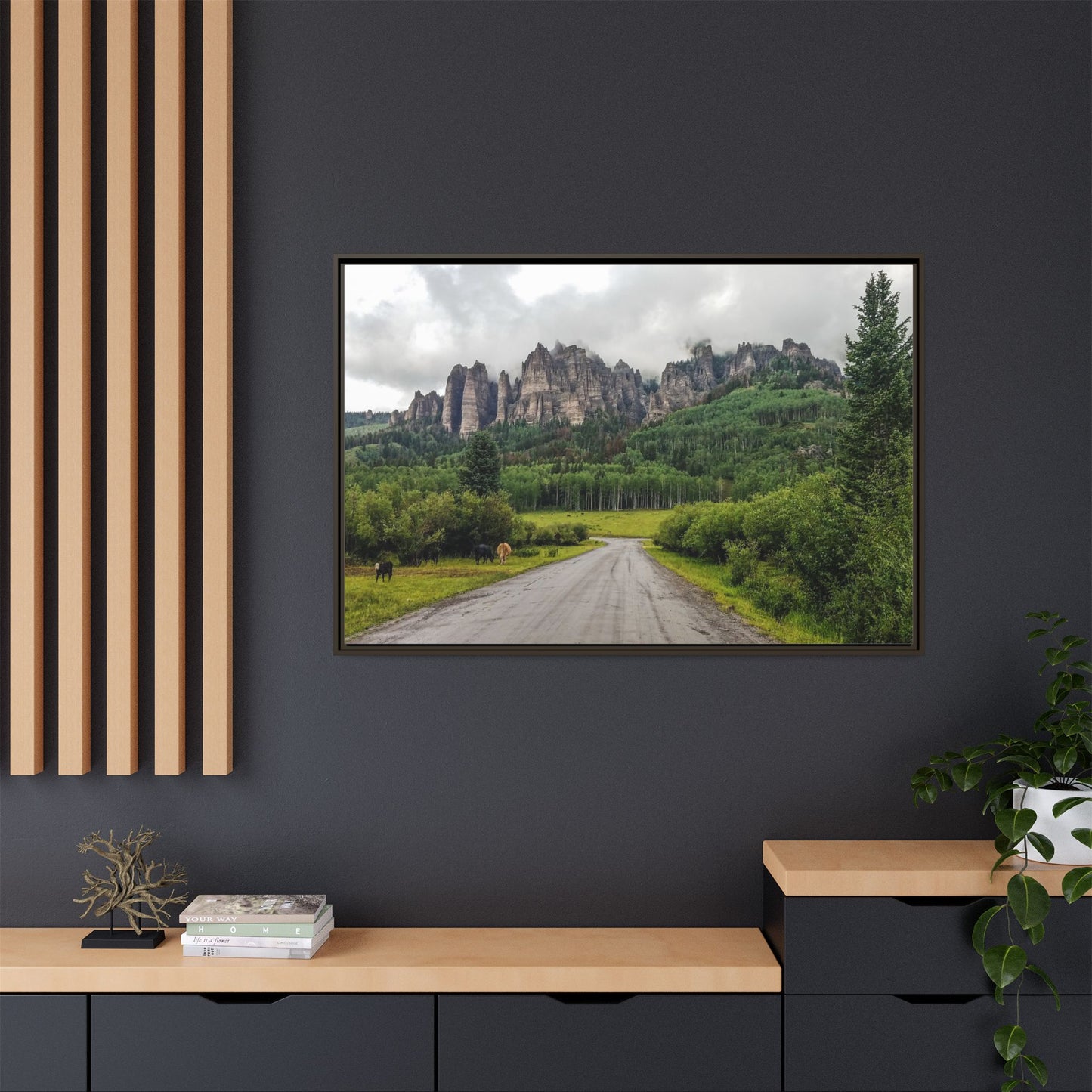 Framed Canvas Print - Majestic Rock Formations of Cimarron, Colorado