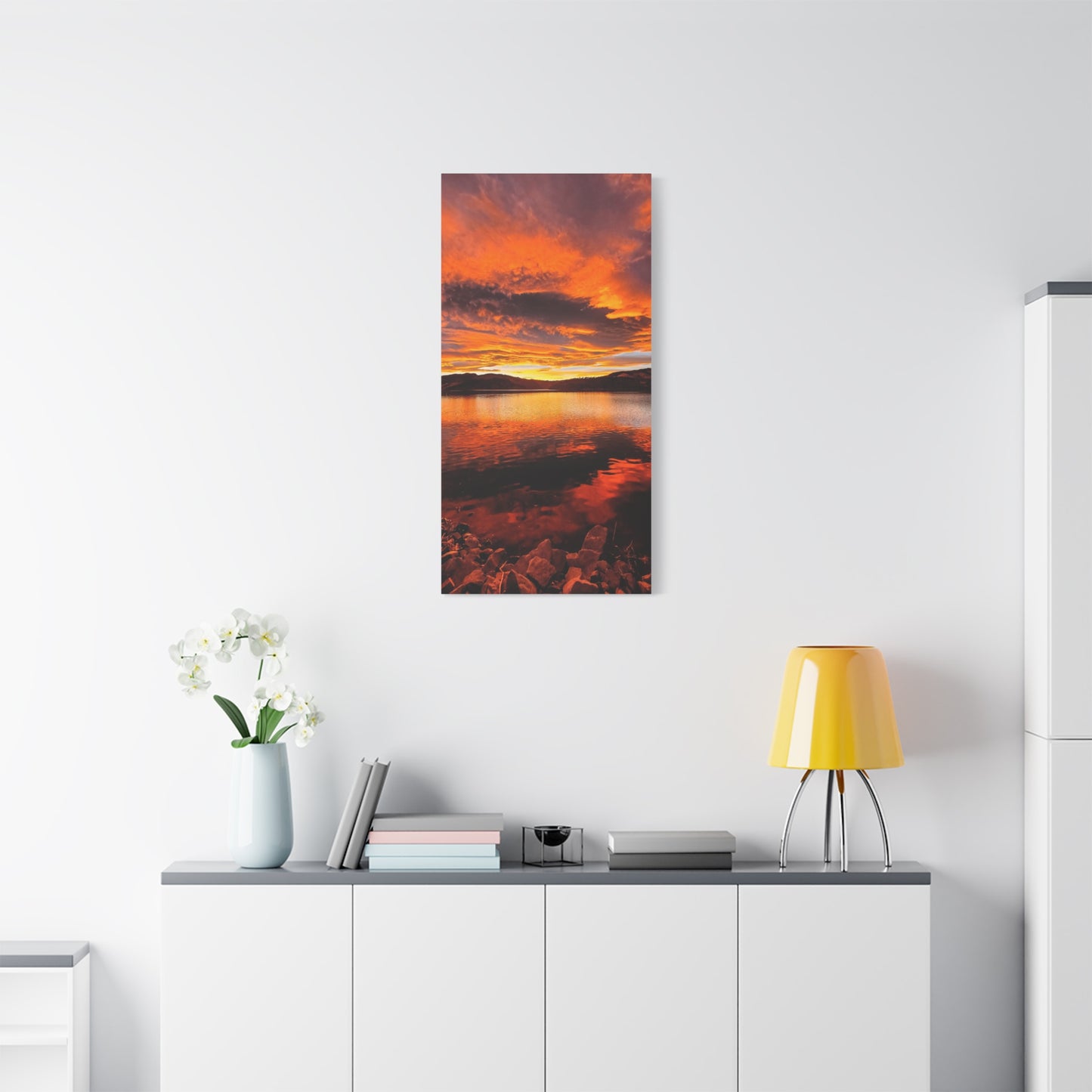 Wrapped Canvas Print - Sunset Reflection at Horsetooth Reservoir - Tall