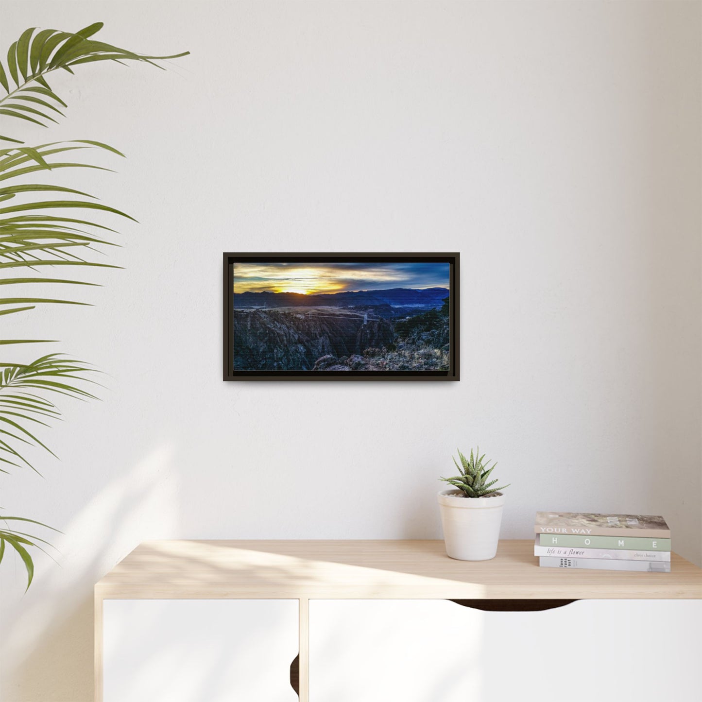 Framed Canvas Print - Peaceful sunset at the Royal Gorge Bridge