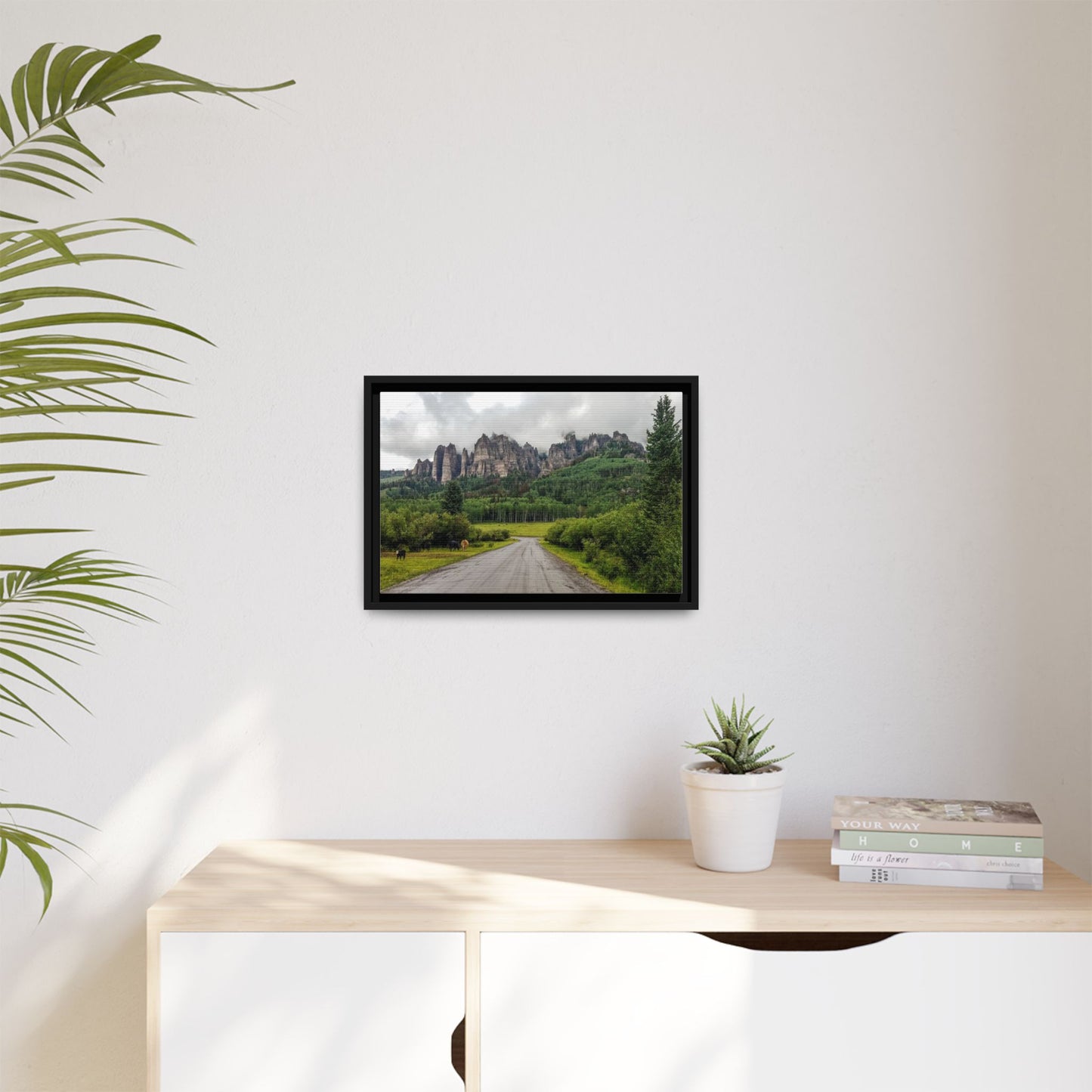 Framed Canvas Print - Majestic Rock Formations of Cimarron, Colorado