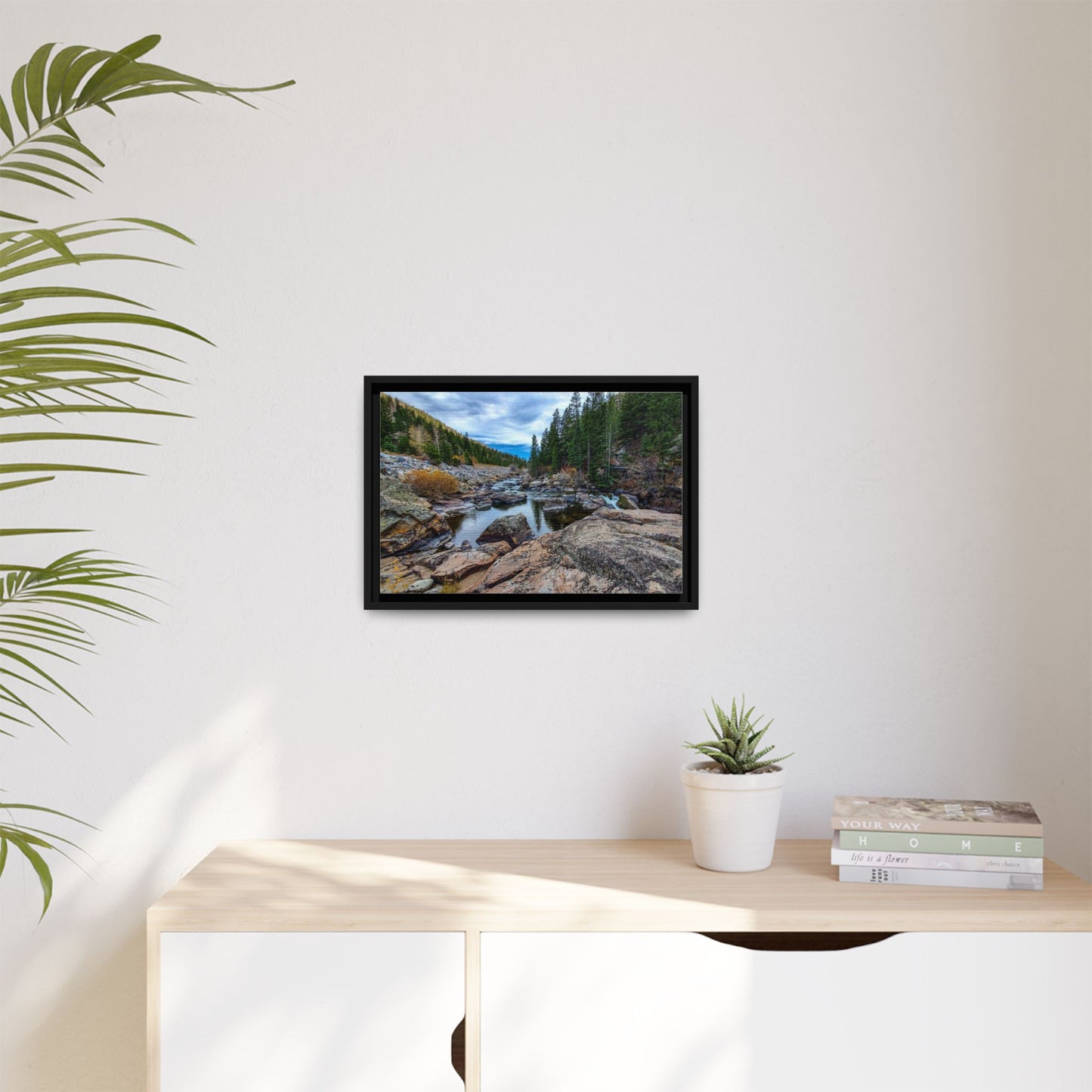 Framed Canvas Print - Serenity of Poudre River in Colorado