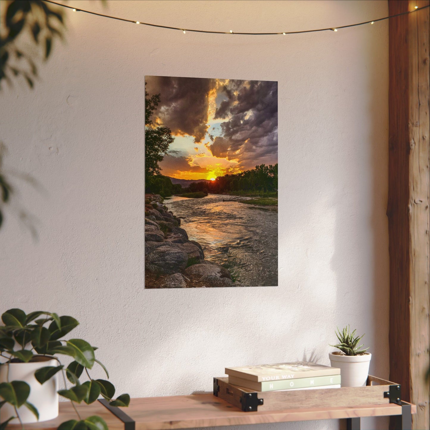 Textured Watercolor Poster - Sunset Stroll along Arkansas River in Canon City, Colorado