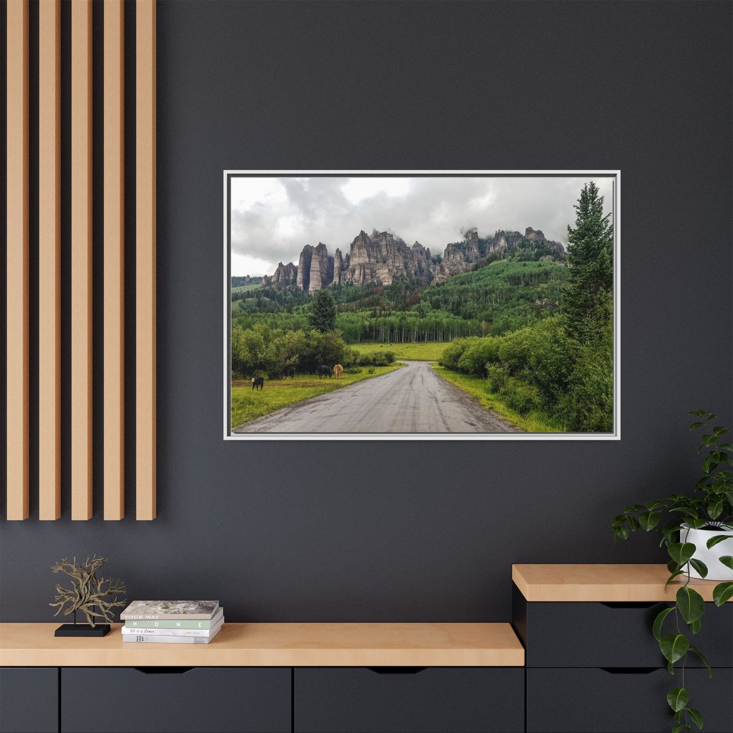 Framed Canvas Print - Majestic Rock Formations of Cimarron, Colorado
