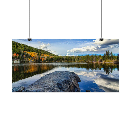 Textured Watercolor Poster - Serene Bear Lake View, Rocky Mountain National Park