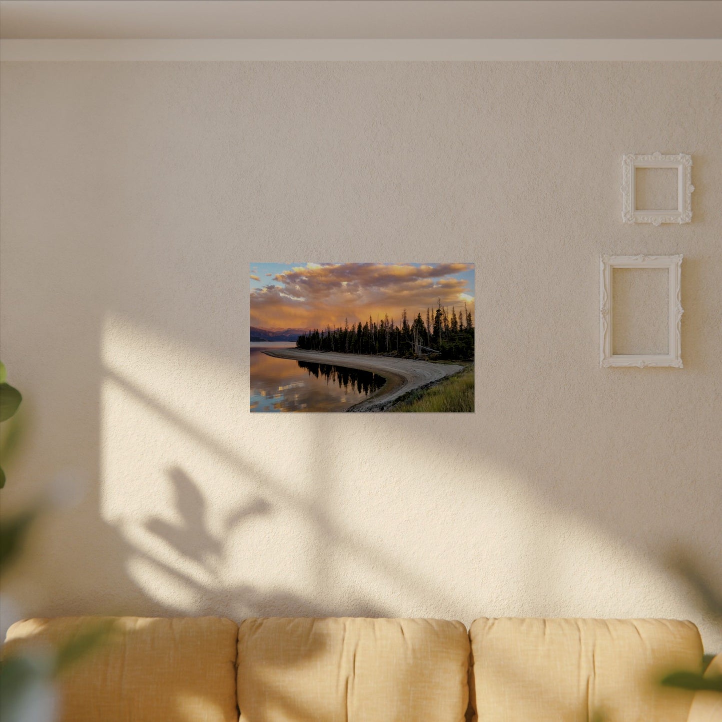 Textured Watercolor Poster - Sunset Reflection at Lake Granby
