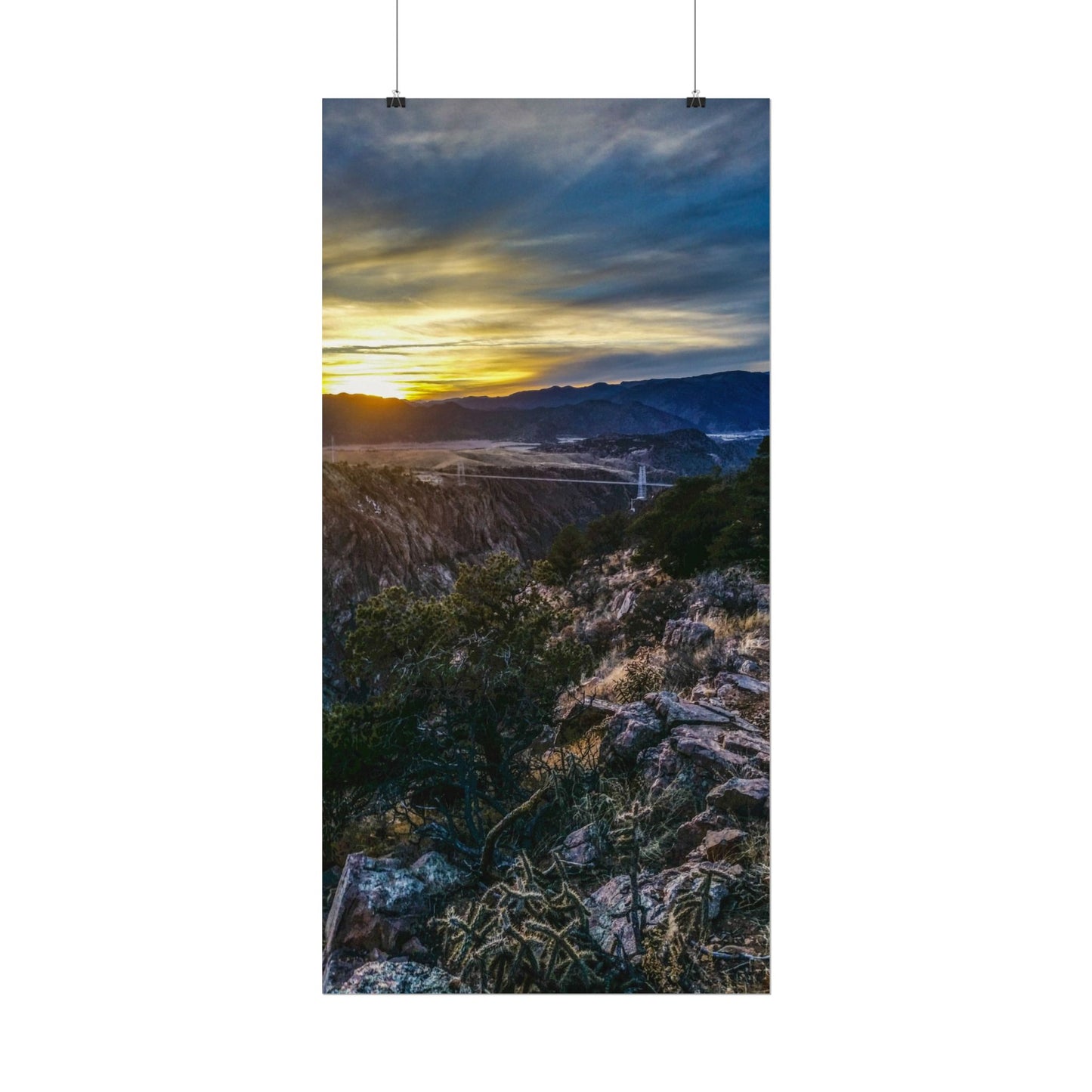 Textured Watercolor Poster - Royal Gorge Bridge - Sunset View