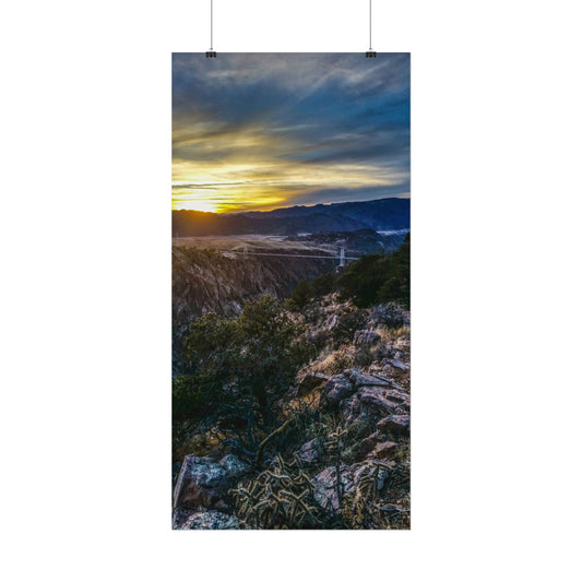 Textured Watercolor Poster - Royal Gorge Bridge - Sunset View