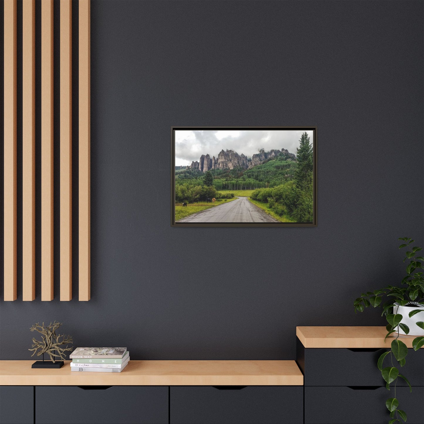 Framed Canvas Print - Majestic Rock Formations of Cimarron, Colorado