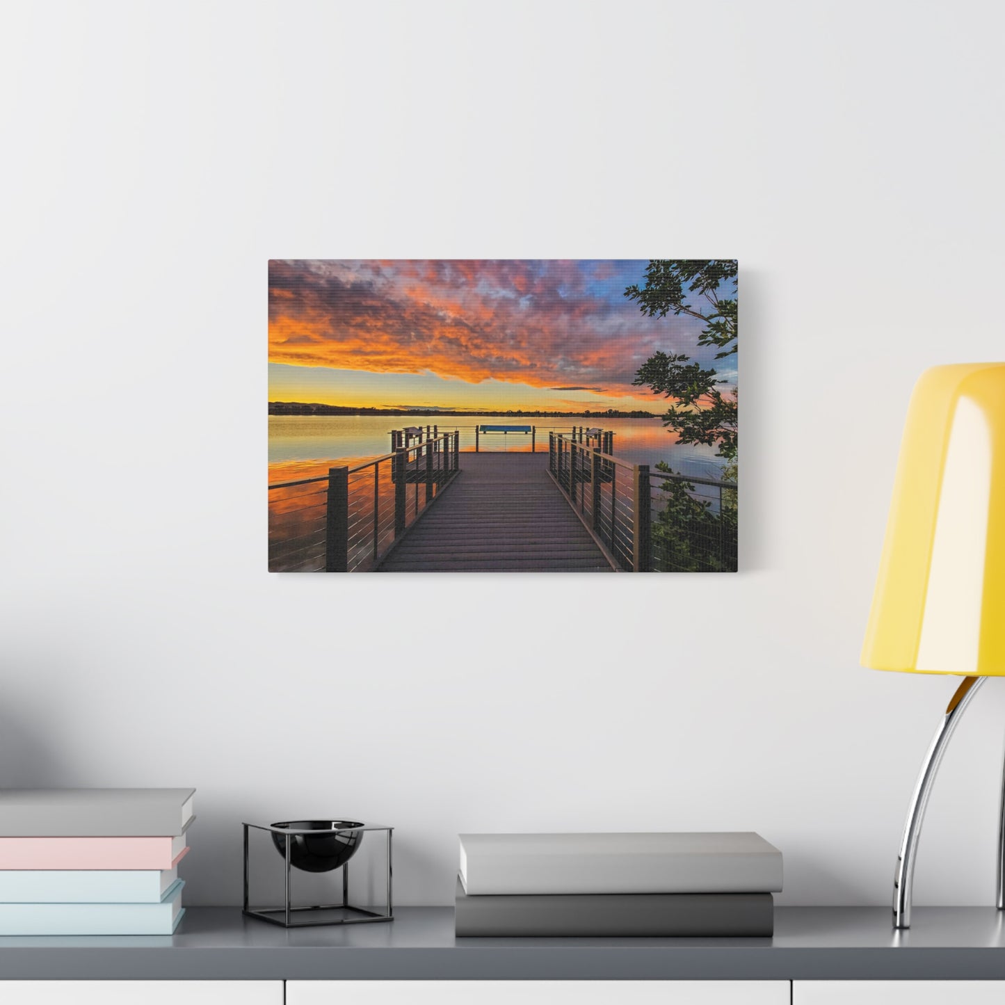 Wrapped Canvas Print - Sunset from the Dock at Fossil Creek Reservoir