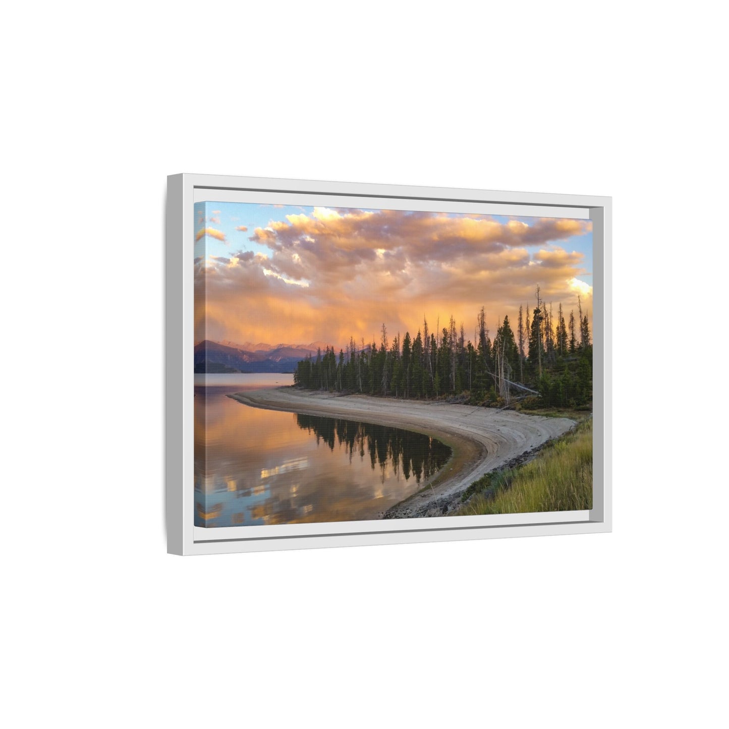 Framed Canvas Print - Sunset Reflection at Lake Granby