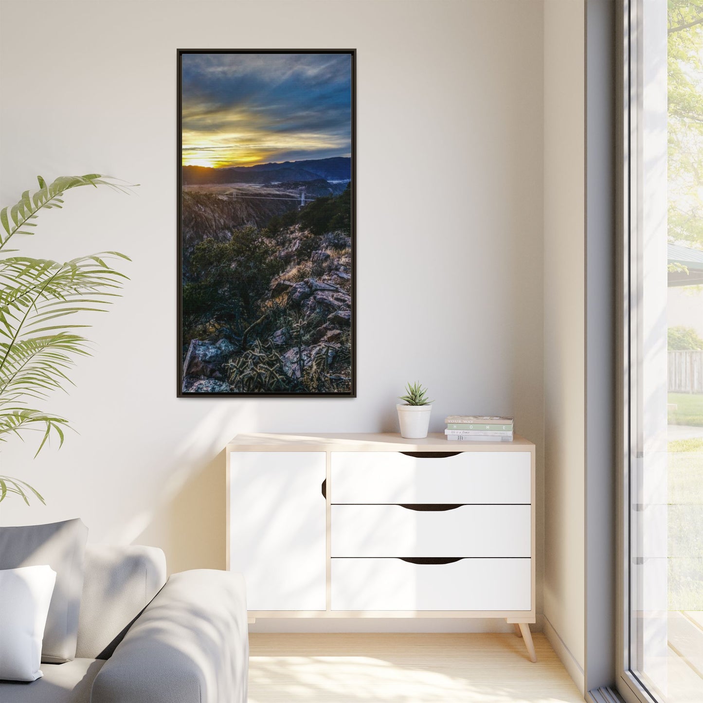 Framed Canvas Print - Royal Gorge Bridge Sunset View