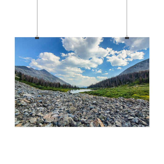 Textured Watercolor Poster - Alpine Lake along the Colorado Trail, Collegiate West