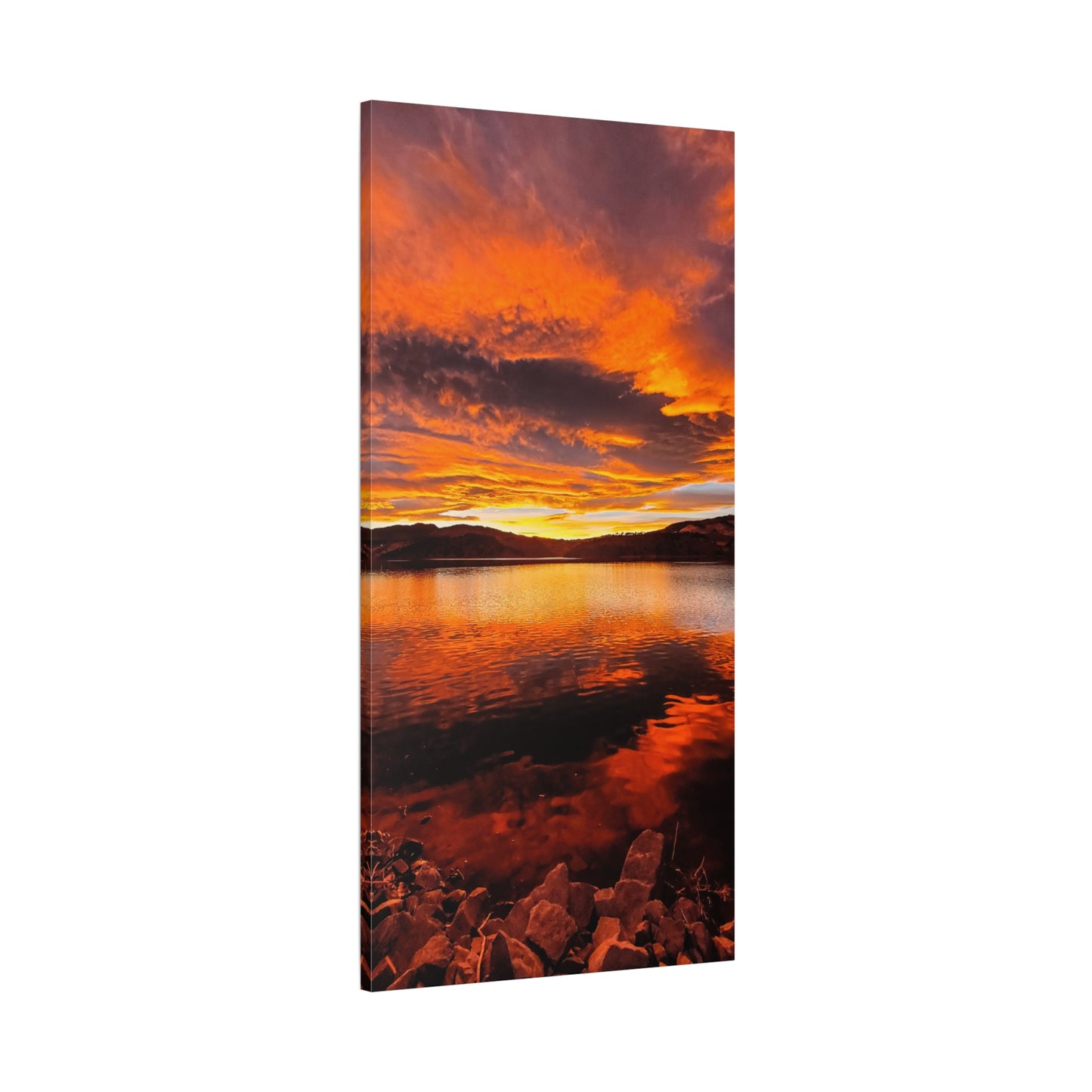 Wrapped Canvas Print - Sunset Reflection at Horsetooth Reservoir - Tall