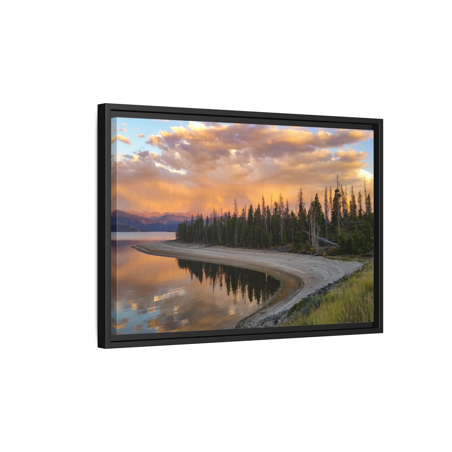 Framed Canvas Print - Sunset Reflection at Lake Granby