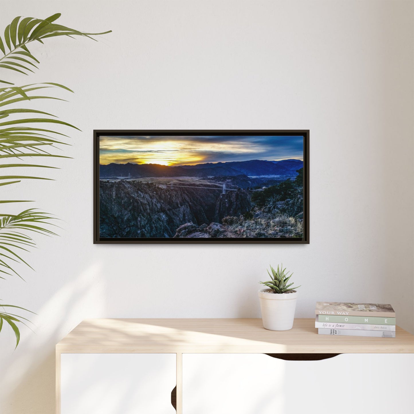 Framed Canvas Print - Peaceful sunset at the Royal Gorge Bridge