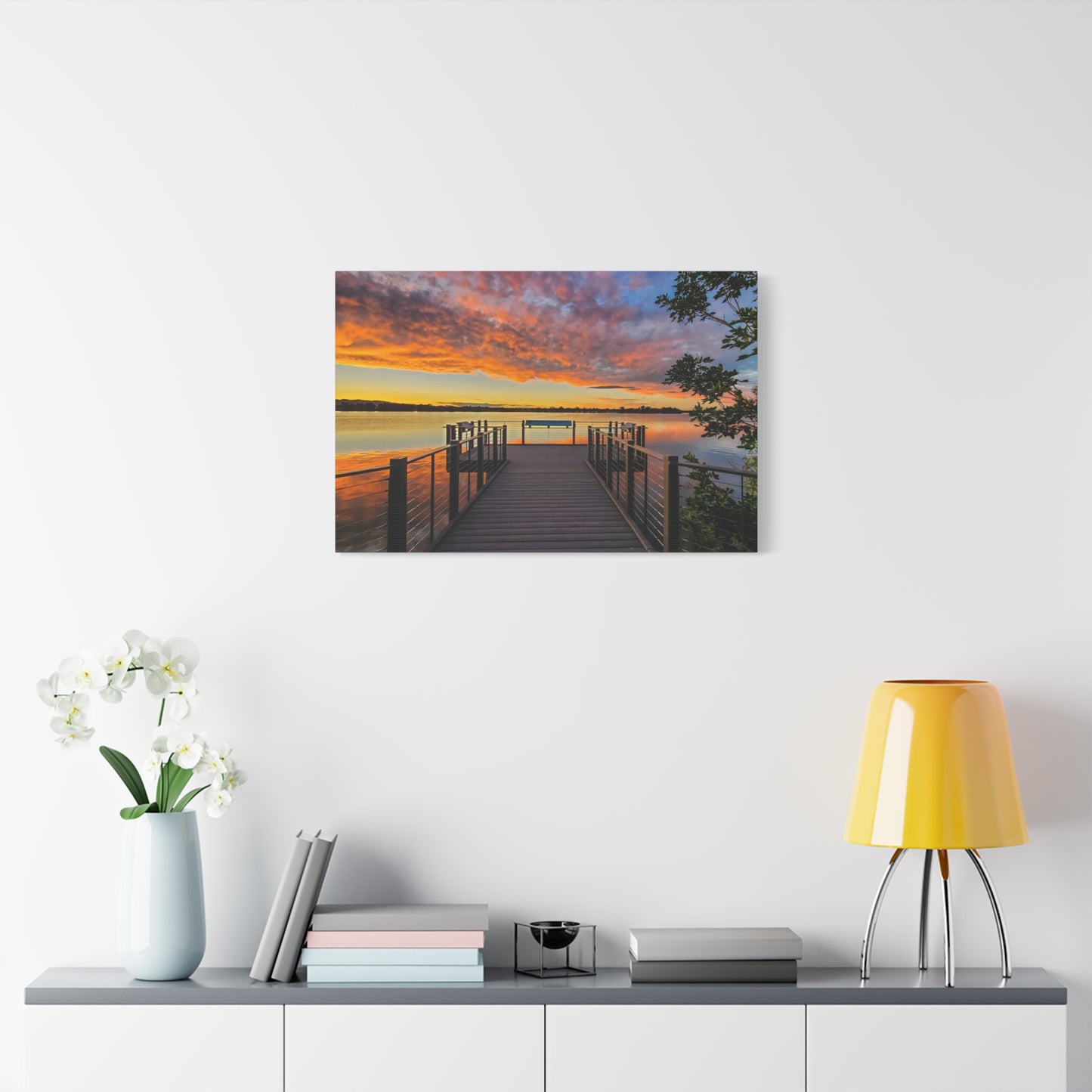 Wrapped Canvas Print - Sunset from the Dock at Fossil Creek Reservoir