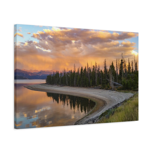 Wrapped Canvas Print - Sunset Reflection at Lake Granby