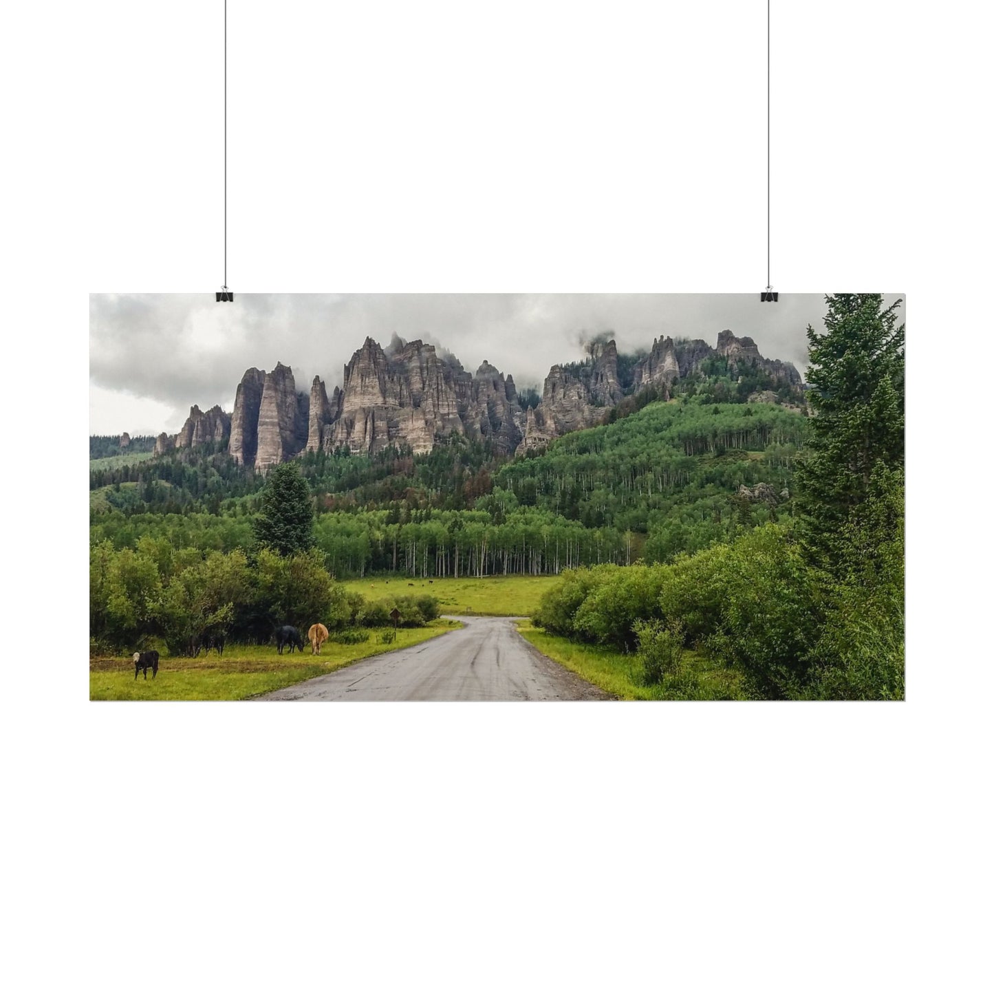 Textured Watercolor Poster - Majestic Rock Formations of Cimarron, Colorado
