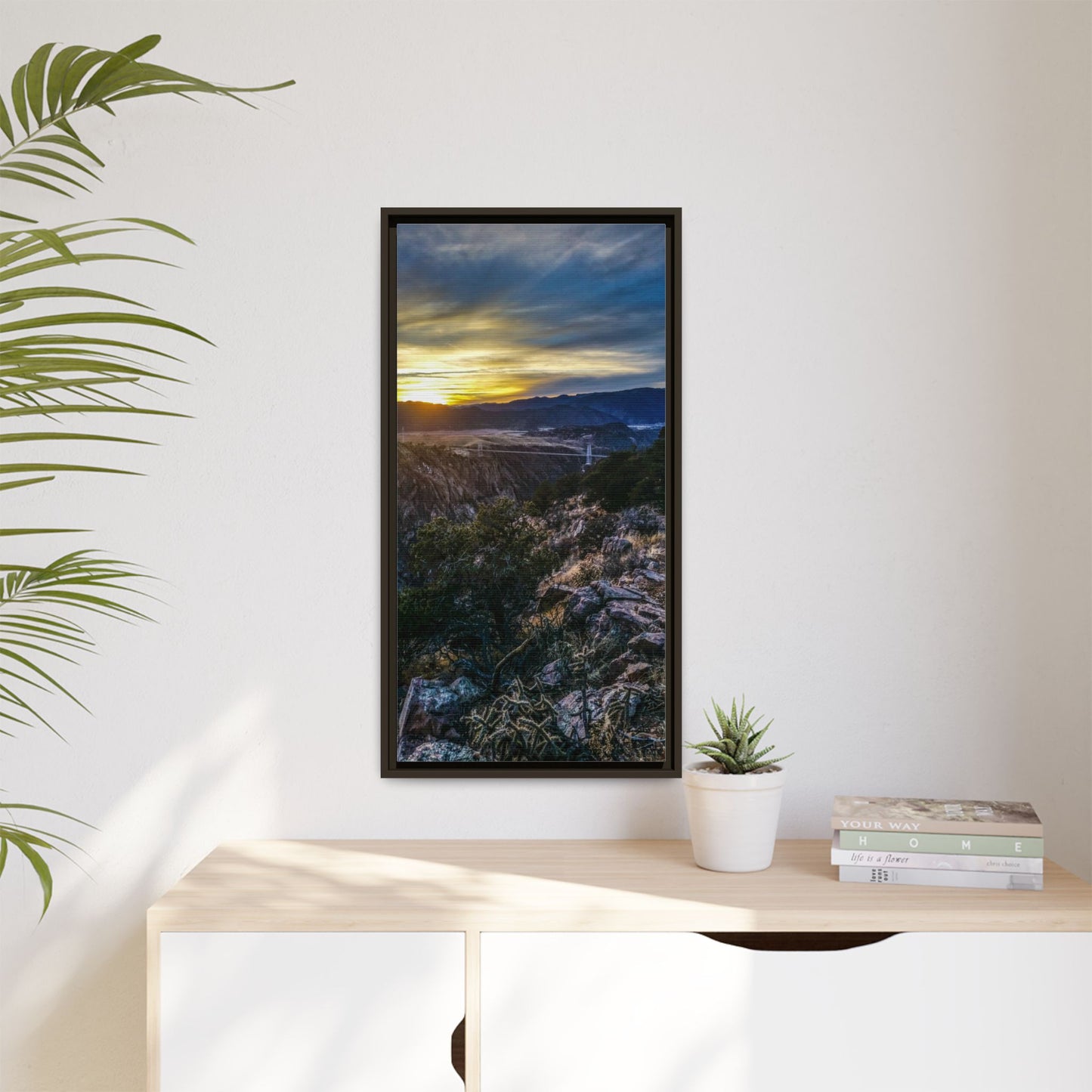 Framed Canvas Print - Royal Gorge Bridge Sunset View