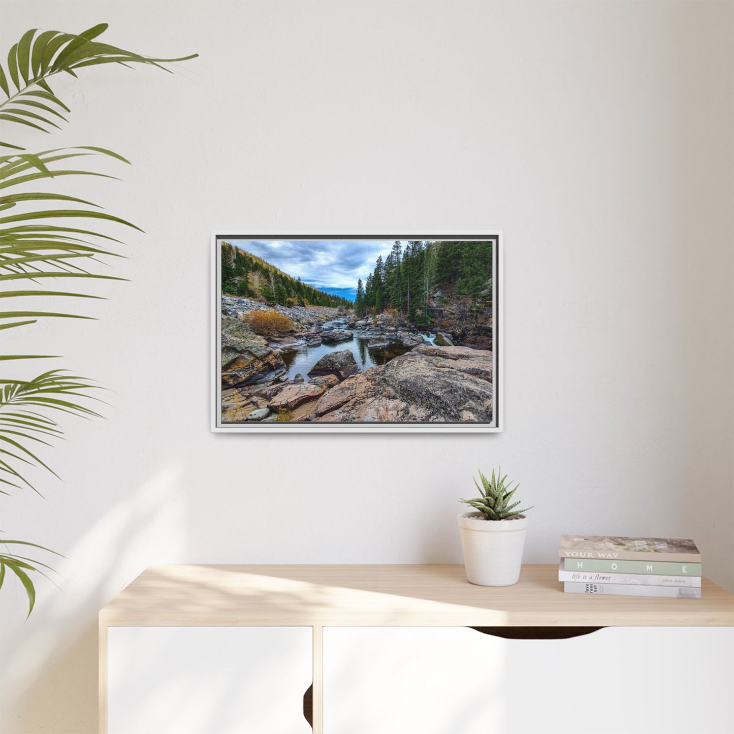 Framed Canvas Print - Serenity of Poudre River in Colorado