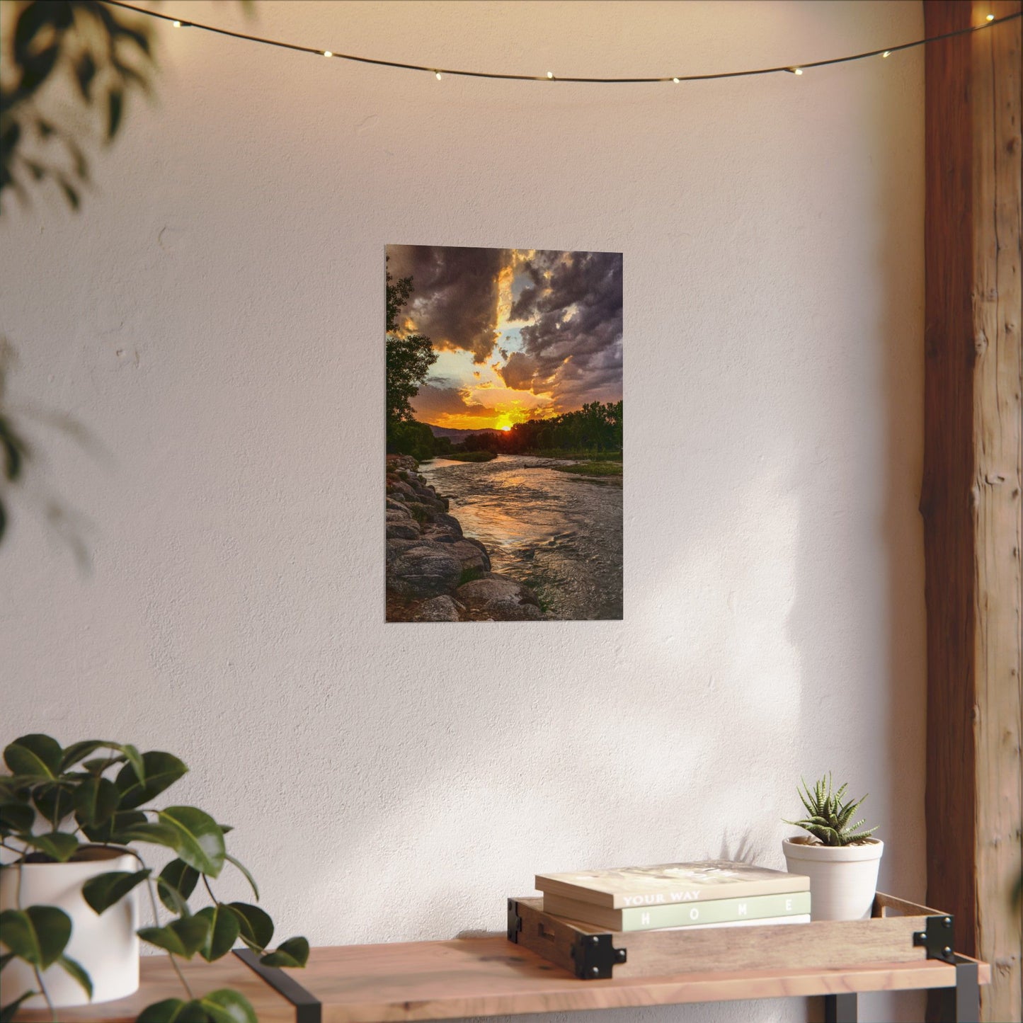 Textured Watercolor Poster - Sunset Stroll along Arkansas River in Canon City, Colorado